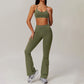 Thin straps sports Bra + Flared Leg pants 2-piece set