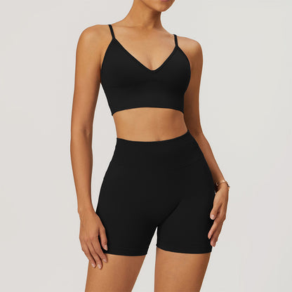 Seamless High-waisted Yoga Bra + Shorts 2 Pieces Set