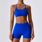 Seamless back cross training bra shorts 2 piece set