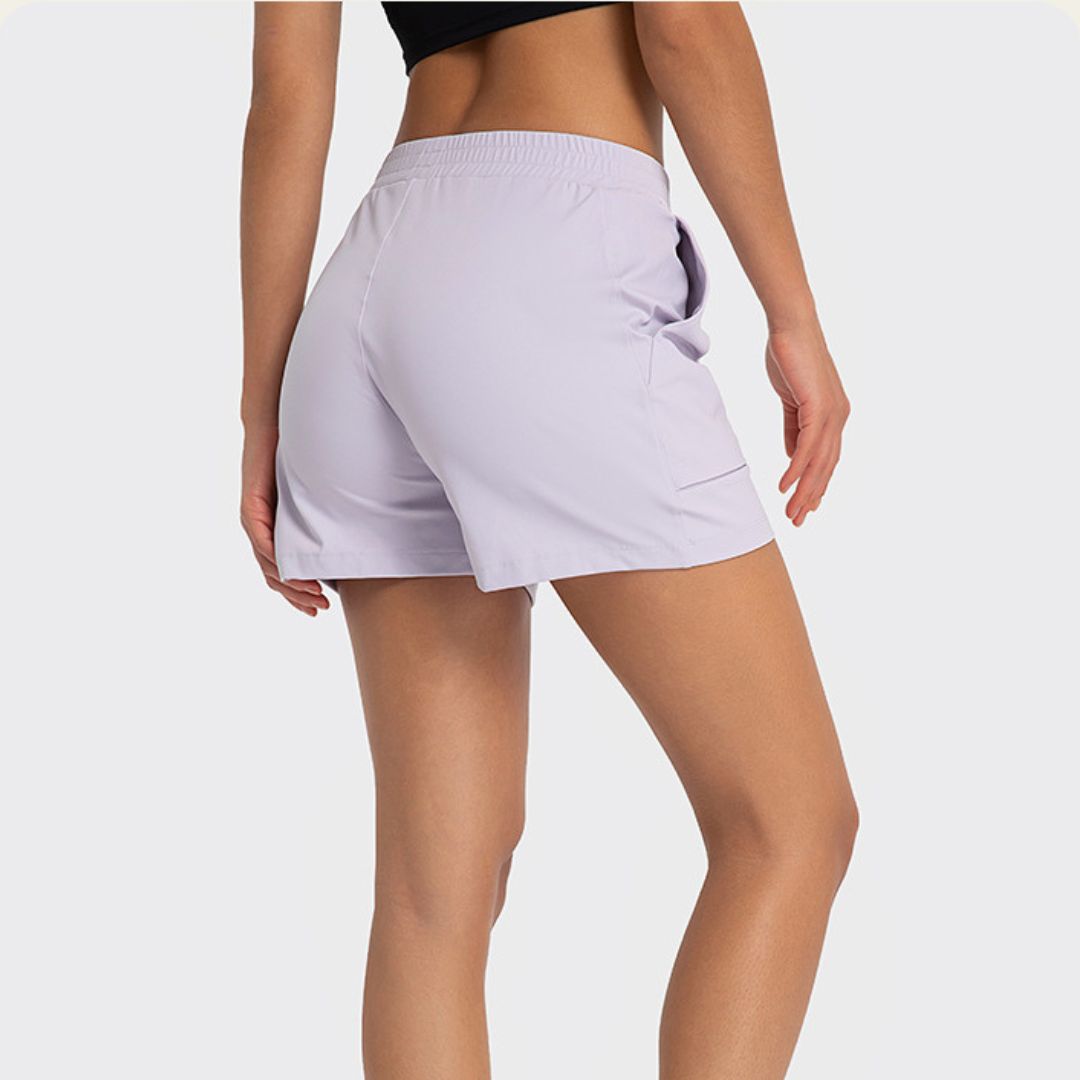 Side pockets stretch loose sports shorts