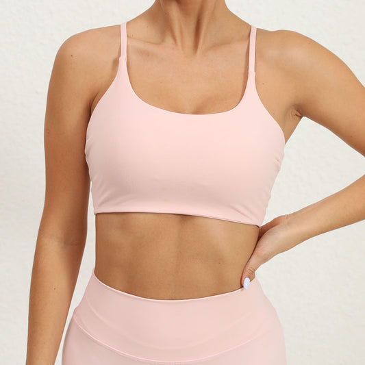 Cross-strap shock-resistant yoga bras