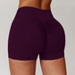 Solid brushed hip High-waist shorts