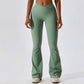 High waist solid color casual flared pants