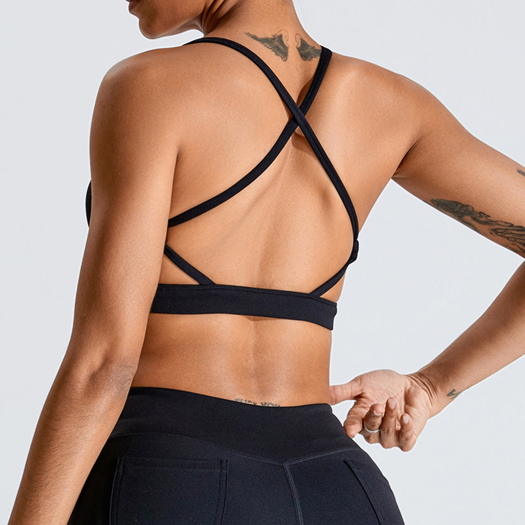 Cross beauty back shockproof yoga sports bra