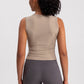 Nude pleated slimming fitness running vest top