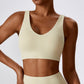 Large neckline solid color yoga bra