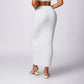 Casual long, high-waisted, hip-hugging maxi skirts