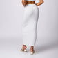 Casual long, high-waisted, hip-hugging maxi skirts