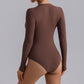 One piece long sleeved Full zipper sports Bodysuit