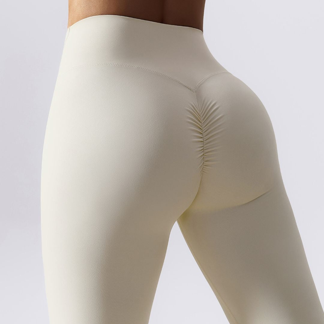 Leggings de sport à nouer avec cordon de serrage de hanche de couleur unie