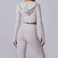 long sleeve hooded sports top + high waist leggings 2-piece set