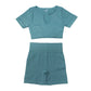 Quick-drying threaded seamless short sleeve two-piece set