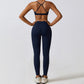 Crossed back high waist yoga 2-piece set