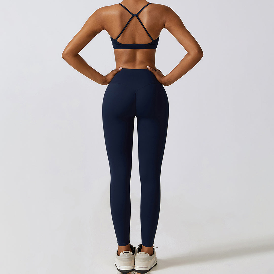 Crossed back high waist yoga 2-piece set