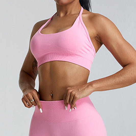 Seamless Quick-Dry Halter U Neck Gym Bra