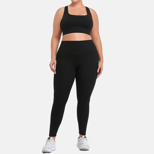 Breathable Cross-Back Gym Bra & Sports Leggings Plus Size Sets