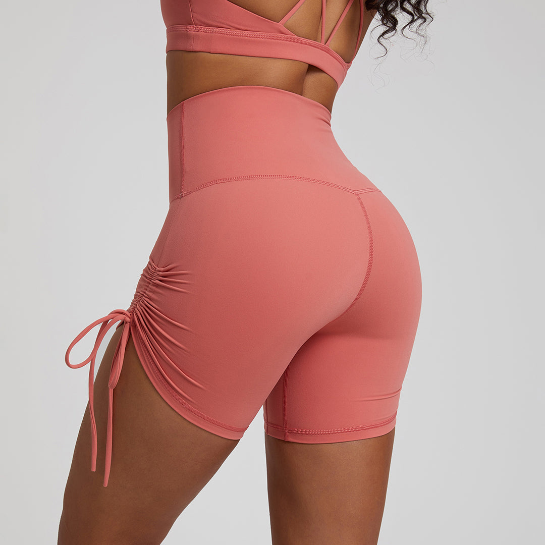 Solid bottom drawstring sports shorts