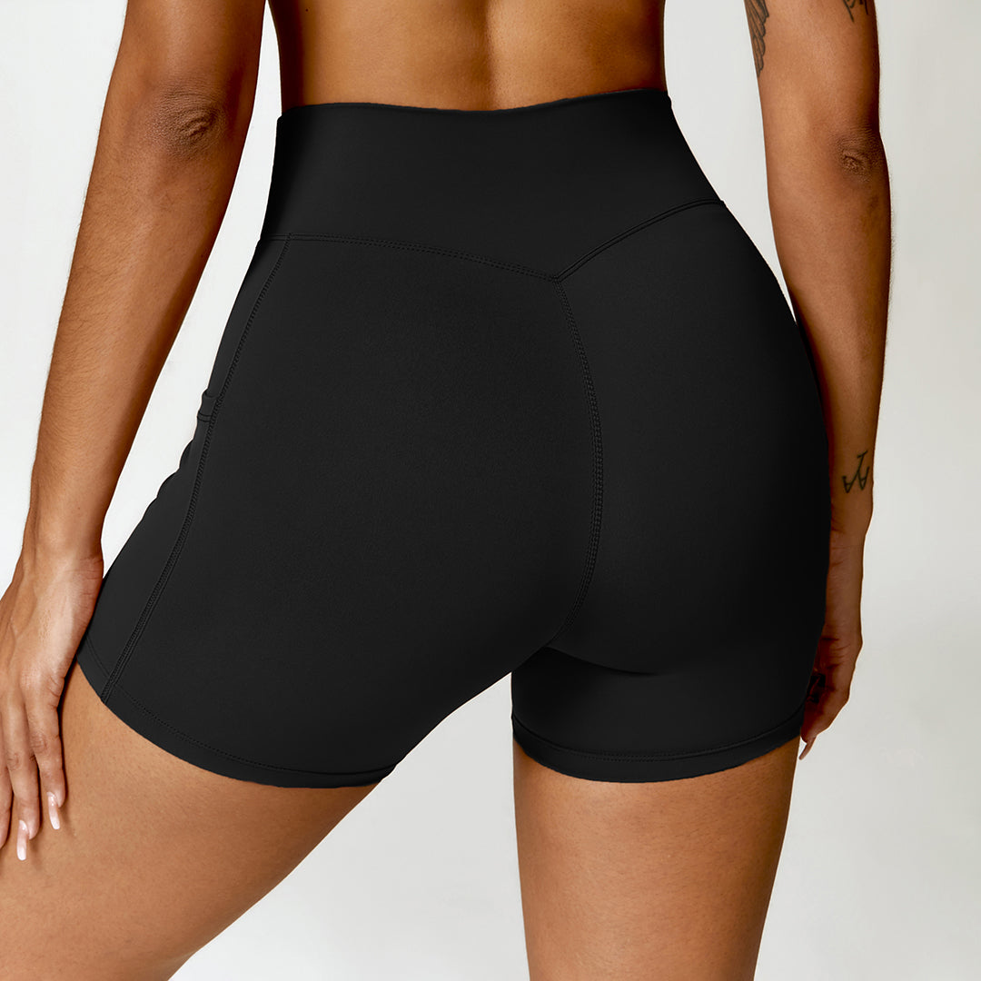 Casual sports nude tight yoga pocket shorts