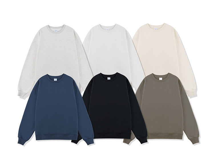 Solid color velvet crew neck sweatshirt