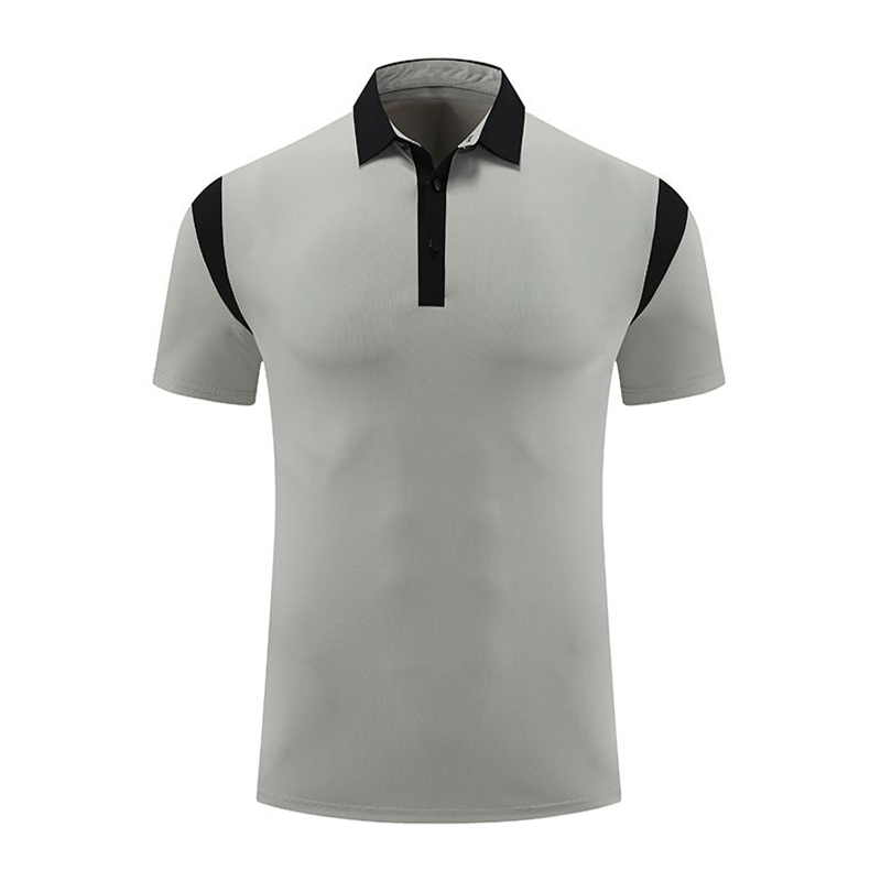 Outdoor Fitness Quick Drying Splicing Sports Short Sleeved Polo