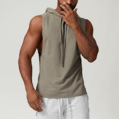 Men's hooded sports casual fitness sleeveless sweatshirt