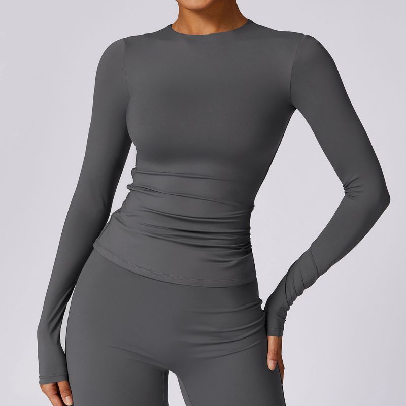 Brushed skinny long-sleeved sports tops