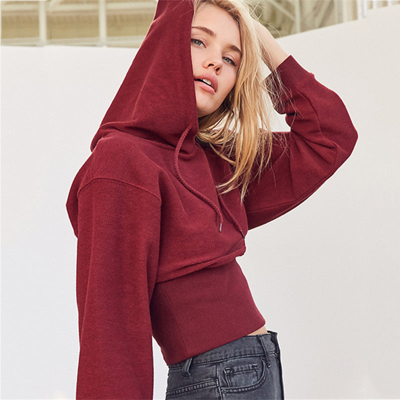 Casual Loose Navel Cropped Hoodie