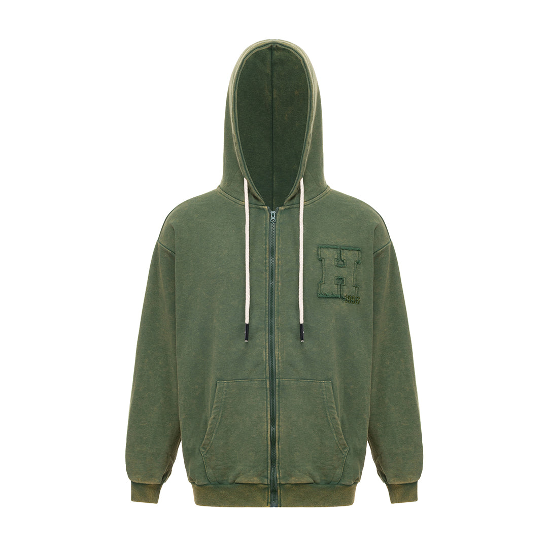 H letter solid color hoodie