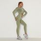 Seamless pleated yoga suit two-piece