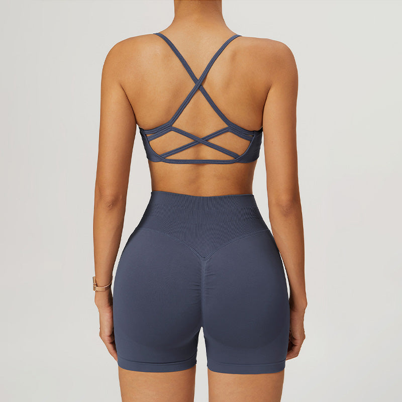 Seamless High-waisted Yoga Bra +Shorts 2 Pieces Set