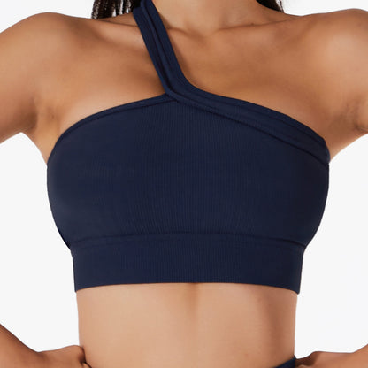 Single shoulder strap solid color Sport Bra