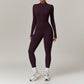 Nude Quick-Dry Stand Collar Zipper Fitness Jumpsuits