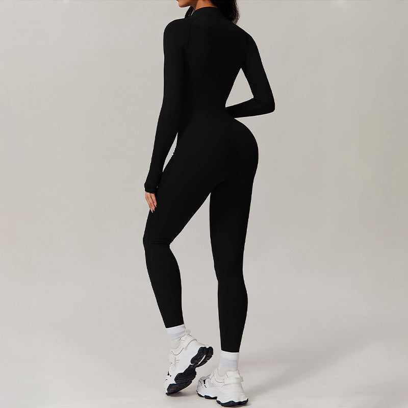 autumn and winter Stand Collar Half Zipper Fitness Jumpsuits