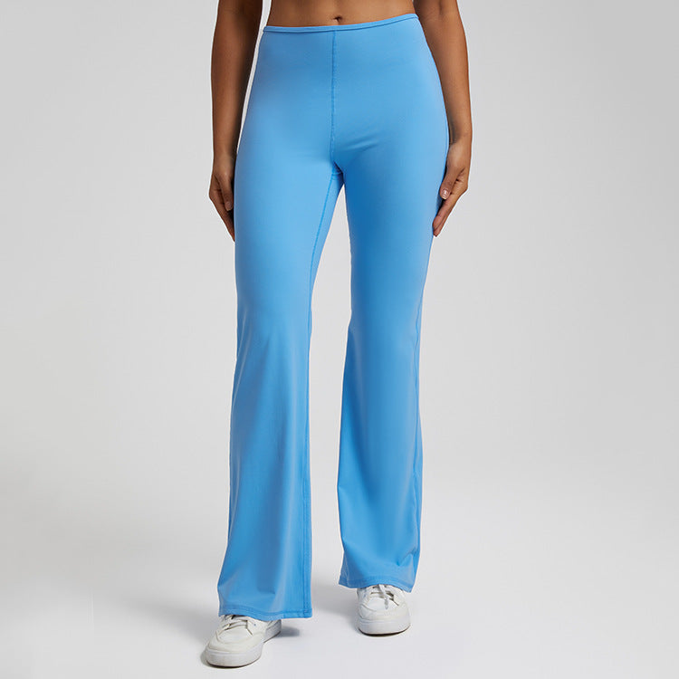 High stretch solid color sports flared pants