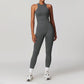 Seamless Racerback Threaded Sports Tank Top + Legging Set