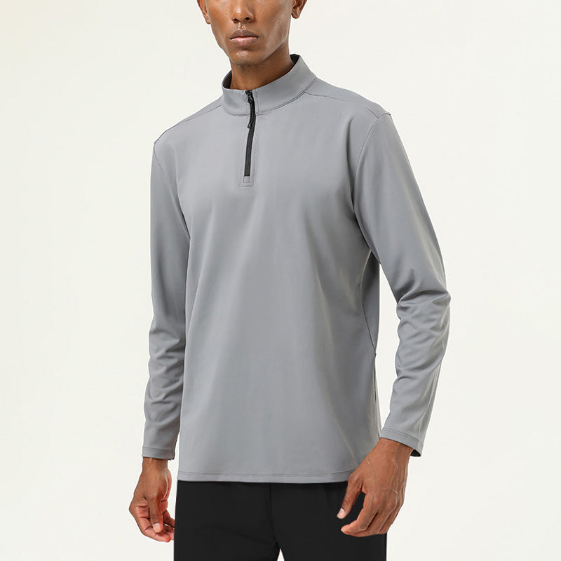 Men's Fitness Stand Collar Long Sleeve Top