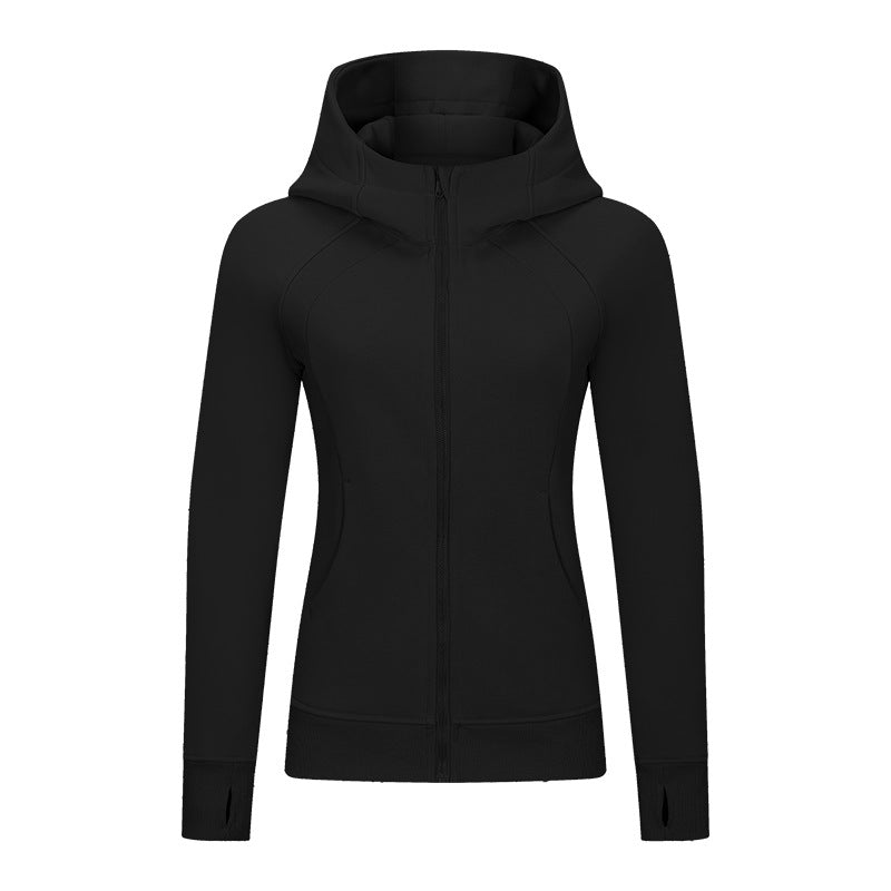 Solid color zipper hoodie