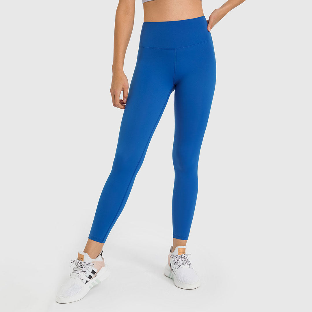 Legging de yoga extensible brossé de couleur unie