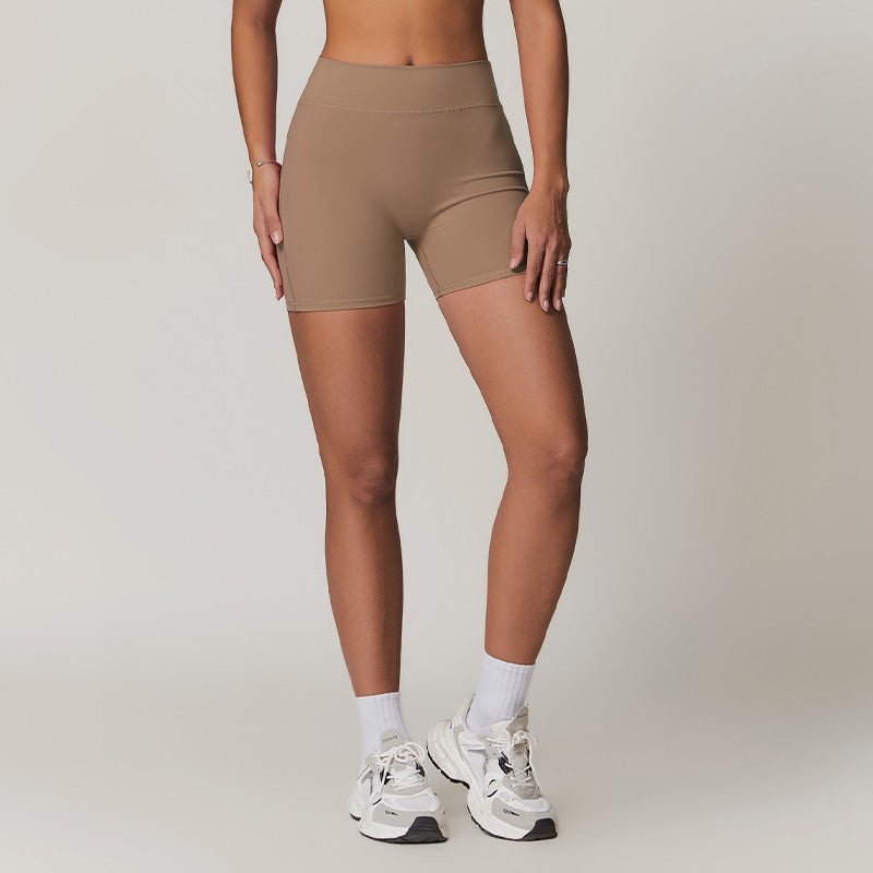 Tight Nude Yoga Shorts with Cargo Pocket