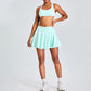 Breathable Cross Back Sports Bra + Pleated Tennis Skirt 2-Piece Set