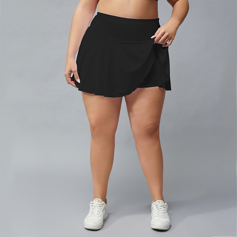 Plus  size solid drawstring double-layer sports shorts