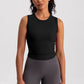 Nude pleated slimming fitness running vest top