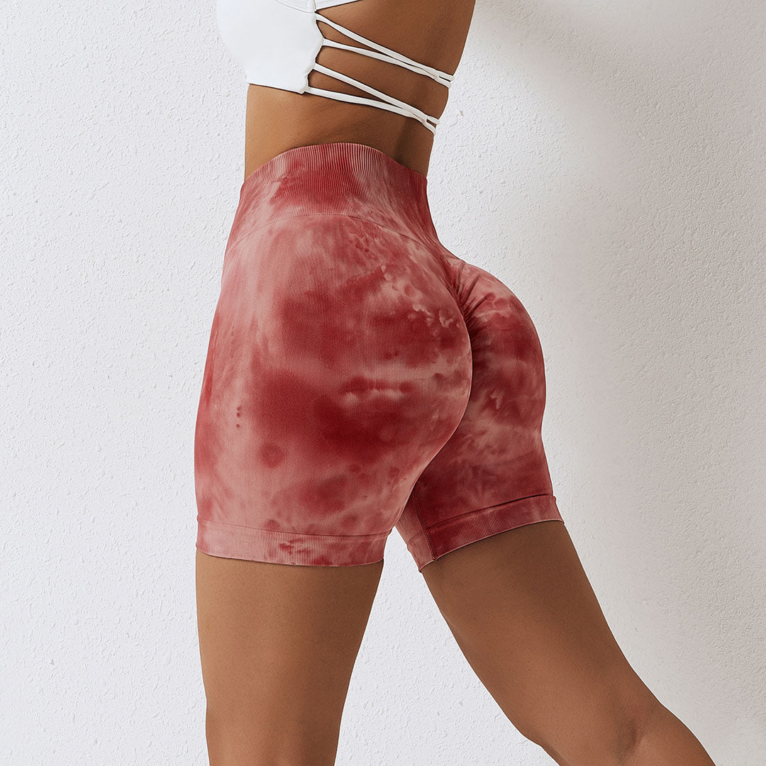 Tie dye seamless hip lift sport shorts