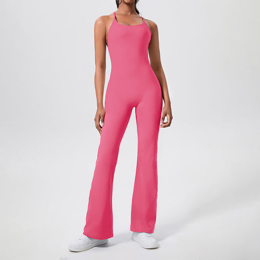 Ultra-Soft Snug-Fit Cross Back Flare Pants Jumpsuits