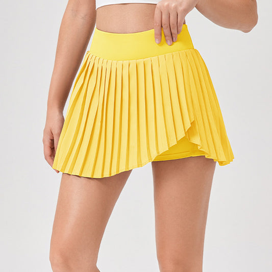 Pleated tennis skirt with lining fitness shorts