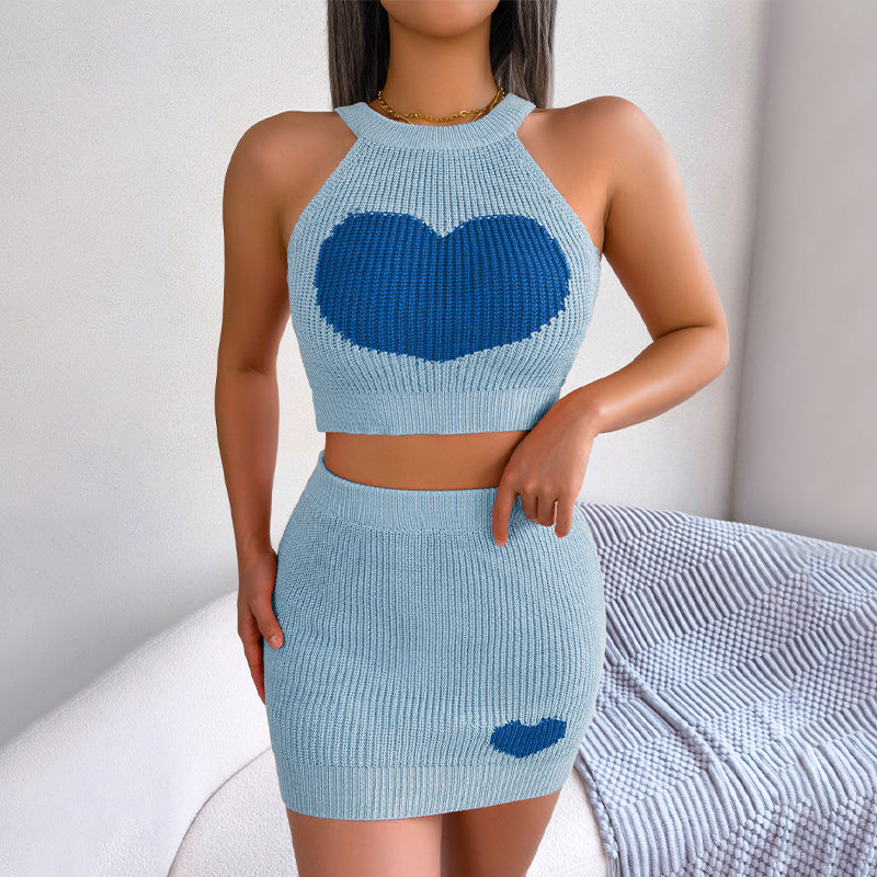 Leisure Love Color Matching Hip Pack Skirt Set