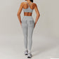 Thin straps sports Bra + High-waist leggings 2-piece set