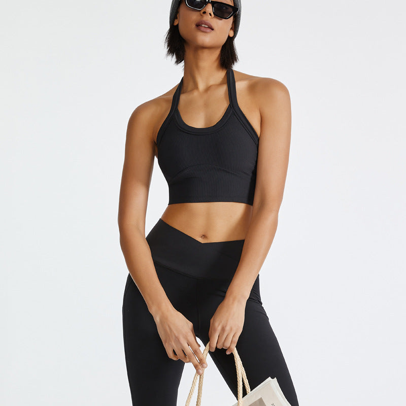 Solid halterneck sports bra