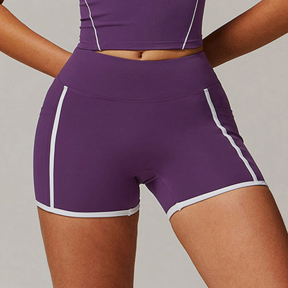 High waisted nude yoga shorts with pockets