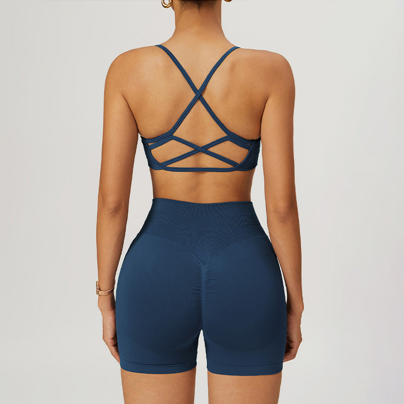 Seamless High-waisted Yoga Bra +Shorts 2 Pieces Set